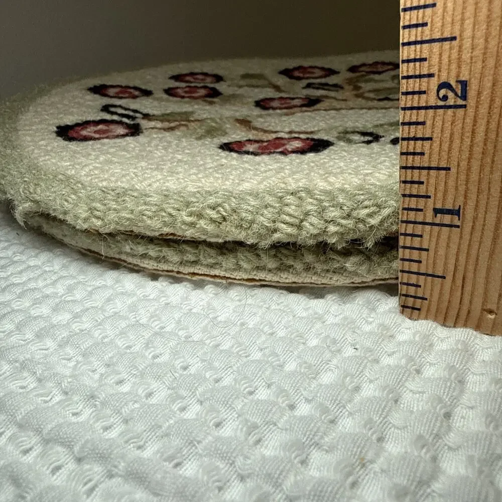 Chandler Four Corners Tree of Life Wool Hooked Chair Pads Set of 2 14” Round Vtg